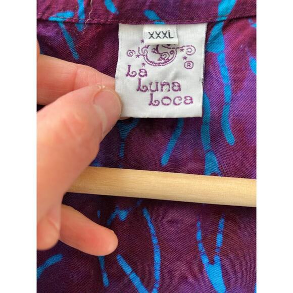 La Luna Loca Women's 3XL Purple Blue Coral Sleeveless Tank Top Made in Bali - Picture 4 of 6